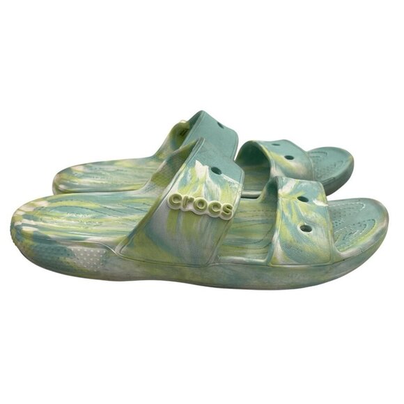 CROCS Classic Marbled Tie Dye 2 Strap Sandals Slides Water Green Women 11 Men 9 - Picture 3 of 14